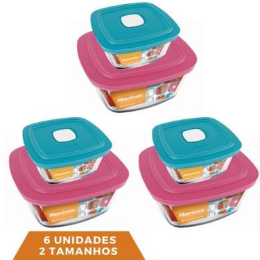 Imagem de 6 Potes de Vidro Com Tampa 2 Tamanhos Facilita Vap Marinex