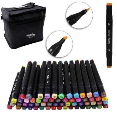 Imagem de Caneta Hidrografica Ponta Grossa Fina Dupla 60 Pecas Estojo - Mohnish