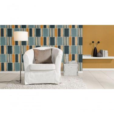 Imagem de Papel De Parede Barbara Home Geométrico Azul E Marrom 484441