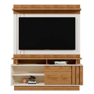 Imagem de Estante Mobler Goiás para TV até 55 Polegadas, OFF WHITE/AMENDOA, S/V