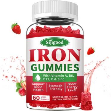 Imagem de Suplemento vegano Iron Gummies Sijigood com vitamina B12 e C 60 ct