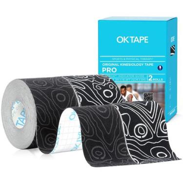 Imagem de Fita cinesiológica OK TAPE PRO para alívio da dor 5cm x 5m - preta
