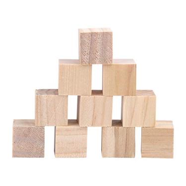 Imagem de aqxreight 10pcs Cubos para Artesanato DIY Woodcrafts Decoração de Casa de Brinquedos 25mm e Possui Cubos de Madeira Artesanal Cubesnaturais de Madeira de BlockssSquare de (20 mm (20 peças))