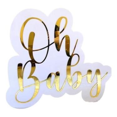 Imagem de Placa Acrílico Espelhado Dourado Chá Revelação Oh Baby 86Cm - Lúdica A