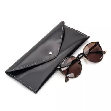 Imagem de Estojo De Óculos Luxo Em Couro Legítimo Premium Bertoni Pull Up Preto