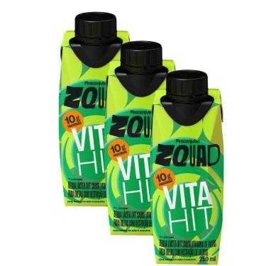 Imagem de Kit 3 Bebida Láctea Piracanjuba ZQuad Vita Hit Sabor Vitamina de Frutas com 10g de Proteína 250ml