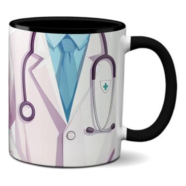 Imagem de Caneca Médico Jaleco Medicina Arte Compartilhar A Vida (Preta)
