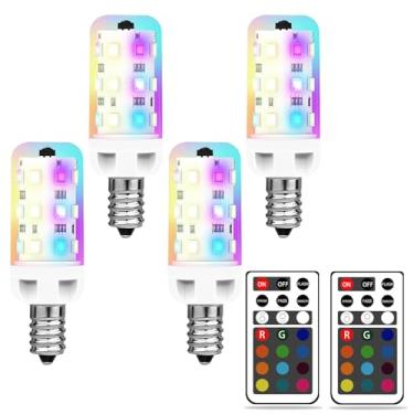 Imagem de XRise Lâmpada LED E12 2,5 W regulável RGB + mudança de cor branca com controle remoto equivalente 25W halogênio base E12 lâmpadas LED 6000K 250LM, sem cintilação, pacote com 4
