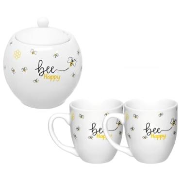 Imagem de Kit Honey Açucareiro com Colher 350ml e 2 Canecas 300ml em Porcelana Branca