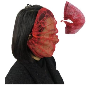 Imagem de 1 peça de máscara facial de renda, máscaras completas, perspectiva de malha, baile de máscaras privadas, roupas de festa, sexy, vazado, transparente, capuz, pele de adultos, cosplay, adereços
