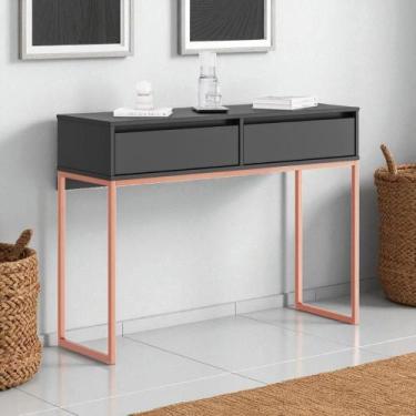 Imagem de Aparador Buffet Rio 2 Gavetas Para Sala 90 cm Preto Cobre - CASA H