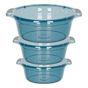 Imagem de XLWLLNJ 3x Lavatório Portátil Cesto de Lavar Roupa Tigela Cesto de Roupa Lavanderia Lavatório para Pia de Cozinha para Vegetais, Azul