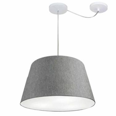 Imagem de Lustre Pendente Cone Com Desvio De Centro Vivare Md-4279 Cúpula Em Tecido 30x40cm - Bivolt Rustico-cinza 127/220v