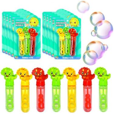 Imagem de Caixa com 24 Brinquedos Bolhas de Sabão Dino Aniversário Sacola Surpre