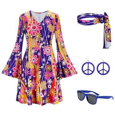 Imagem de Zhitunemi Roupas de discoteca dos anos 70 para mulheres: fantasia hippie feminina vestido de discoteca dos anos 60 vestidos descolados para festa de Halloween cosplay 33076 azul-escuro P