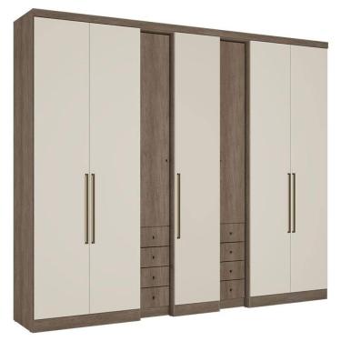 Imagem de Guarda Roupa Casal Absolut Clear 7 Portas Rustic Off White Acetinado - THB