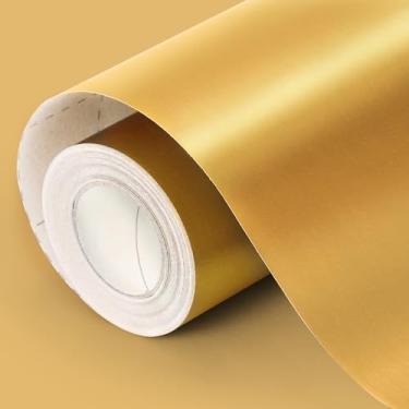 Imagem de Papel de embrulho dourado metálico, 43 cm x 10 m, dourado fosco, cor sólida, rolo de papel de embrulho perfeito para aniversário, Natal, chá de bebê, casamento, dia dos namorados, convites DIY, artes