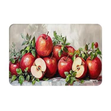 Imagem de MA6GE8DE Tapete para maçãs frescas, capacho de entrada interna, estilo vintage de pintura a óleo, tapete interno lavável, cozinha doméstica, sala de estar, decoração interna de quarto USO 43 x 76 cm