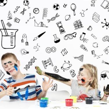 Imagem de SUPERDANT Adesivo de parede de placa de ciência, biologia, química, decalques de parede matemática, geografia, decalque de arte de vinil, decoração de sala de aula, para escola, sala de estudo