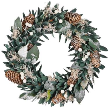 Imagem de Guirlanda de Natal para decoração de interiores, guirlanda de porta pequena de 30 cm com pinhas naturais