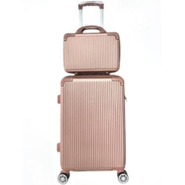 Imagem de kit de Mala De Viagem 10 KG 9KG 4 Roda Gira 360 Grau Fibra + Frasqueira(ROSE 2024B,N20: 55X 35x25)