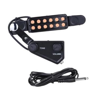 Imagem de oshhni Pré-amplificador de captação de guitarra com 12 furos de som e cabo de áudio, transdutor elétrico acústico para violão, Dourado com Ajustável