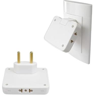 Imagem de Adaptador Tomada T ArticuLado - Benjamin 10A de 110V a 250V Potência Máxima 2500W - Adaptador Flexível para Esconder Atrás do Móvel - 02 UNIDADES