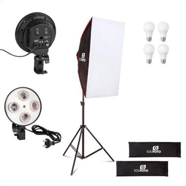 Imagem de Sou Foto | Kit Iluminação LED Duplo Quádruplo com Softbox de Vareta e Tripé para Estúdio Profissional