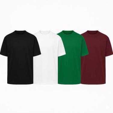 Imagem de Kit 4 Camiseta Oversized Masculina Street Basic Camisa Lisa T-shirt Di