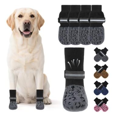 Imagem de KOOLTAIL Meias antiderrapantes para evitar lamber patas, sapatos de cachorro para pavimento quente, botas refletivas de controle de tração, botas de cachorro e protetor de patas para pisos de madeira