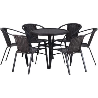 Imagem de Kit 6 Cadeiras Alumínio e Mesa Tampo Varanda Jardim Piscina Jardim Trama