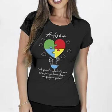 Imagem de Camiseta Camisa Adulto Feminina Masculina Algodão Campanha Abril Azul 