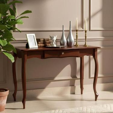 Imagem de Aparador para Sala com Pés Luiz XV e 1 Gaveta - Castanho Envelhecido -