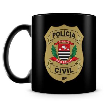 Imagem de Caneca Personalizada Polícia Civil de São Paulo - 100% Preta - 325ml -