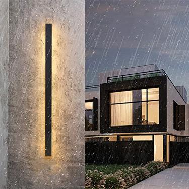 Imagem de Luminária de parede longa para áreas externas, arandela de tira preta, à prova d'água, IP65, luminária linear para varanda, luminária minimalista para parede externa, arandela de parede exte