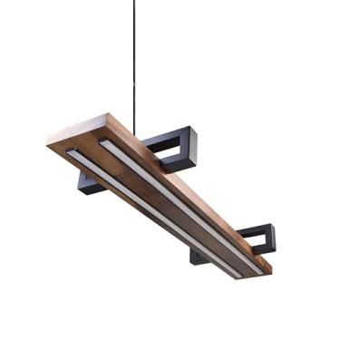 Imagem de Nakagawa Luminária LED em Metal e Madeira, 79 x 24,5 cm, Imbuia e Preto, com Fio PP 1,5m
