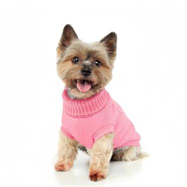 Imagem de Pawfun Suéter aconchegante com gola rolê para cães – Suéteres de tricô macios e quentes para meninos e meninas animais de estimação, suéter de Natal para roupas de inverno para filhotes pequenos