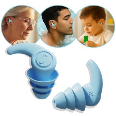 Imagem de Protetor de Ouvido Tampão Auricular de Silicone Lavável Anti-Ruído para Dormir Natação Estudo Trabalho Earplugs Abafador Auditivo (Azul, Tamanho único)