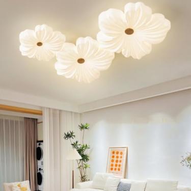 Imagem de Luminária de teto LED moderna para sala de estar grande, regulável, com controle remoto, luminária de teto com design floral criativo, para quarto, sala de jantar, iluminação para quarto inf
