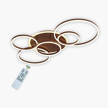 Imagem de Luminária de teto LED, lustre marrom moderno, lâmpada de teto redonda de 108 W 3000 K-6000 K regulável com controle remoto Iluminação de teto para sala de estar Sala de jantar Quarto Cozinha