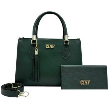 Imagem de Bolsa Feminina Média de Ombro + Carteira Kit Com 2 Peças (Verde Militar)