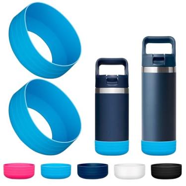 Imagem de Bluwing Bota de silicone com 2 peças para garrafa YETI Rambler Jr de 350 ml e 18 ml, capa protetora de silicone para copo Owala de 340 g e garrafa Yeti Rambler (azul celeste, 2 peças)