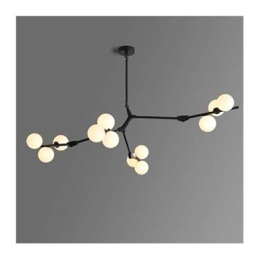 Imagem de Lustre de cristal LED moderno preto e dourado, decoração em estilo escandinavo para sala de estar e restaurante, luminária para sala de estar (200 caracteres)