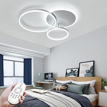 Imagem de Luminária de teto LED de 54 W, moderna, regulável, com controle remoto, 3000 K - 6000 K, lustre redondo de alumínio para corredor, varanda, quarto infantil, sala de estar, quarto, iluminação