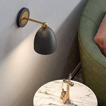 Imagem de Preto Retro com abajur de cabeceira Lâmpadas de leitura de parede Iluminação interna Abajur de metal giratório para sala de estar Quarto