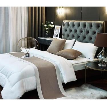 Imagem de Cachecol de cama de hotel, luxuoso, cor sólida, colchas, decorativo, macio, confortável, protetor de cama para quarto sem desbotamento, toalha de cama para solteiro, Queen, tamanho king, cáqui, apenas