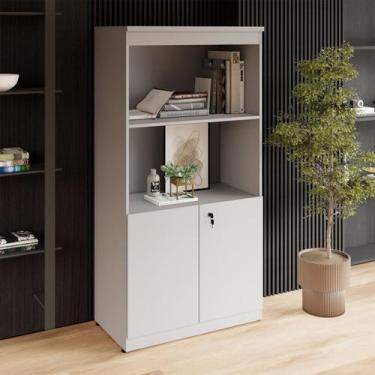 Imagem de Estante Armário 160cm para Escritório com 2 Portas Puxadores Cava Corp