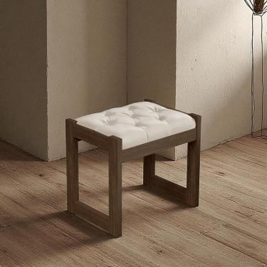 Imagem de Banqueta baixa puff estofado mdf Luanda quarto luxo Fenix