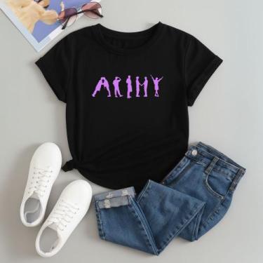 Imagem de Camiseta 100% Algodão Estampada Army Letreiro 610 Linda Fofa Look Ootd