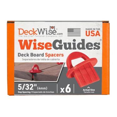 Imagem de DeckWise WiseGuides Guia espaçador de placa de lacuna de 5/32" para madeira, madeira tratada com pressão, madeira térmica, PVC e alinhamento de deck composto (pacote com 6)